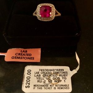 2.5 CT Lab Created Ruby & Diamond Halo Ring